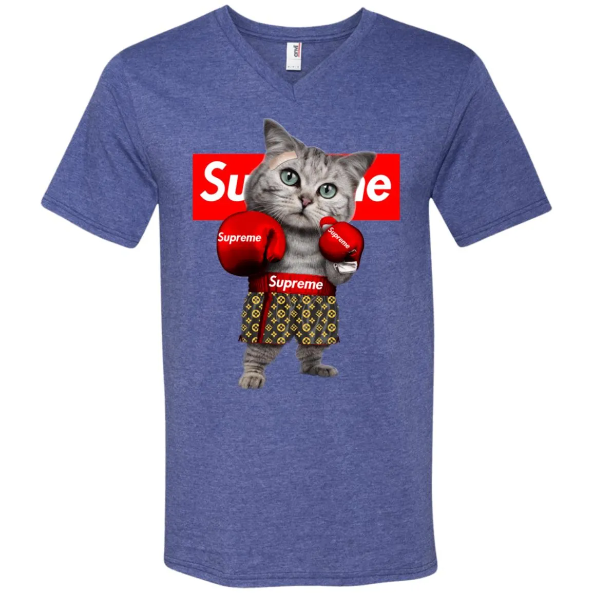 Supreme Boxing Cat Best Funny T-shirt Men V-Neck T-Shirt