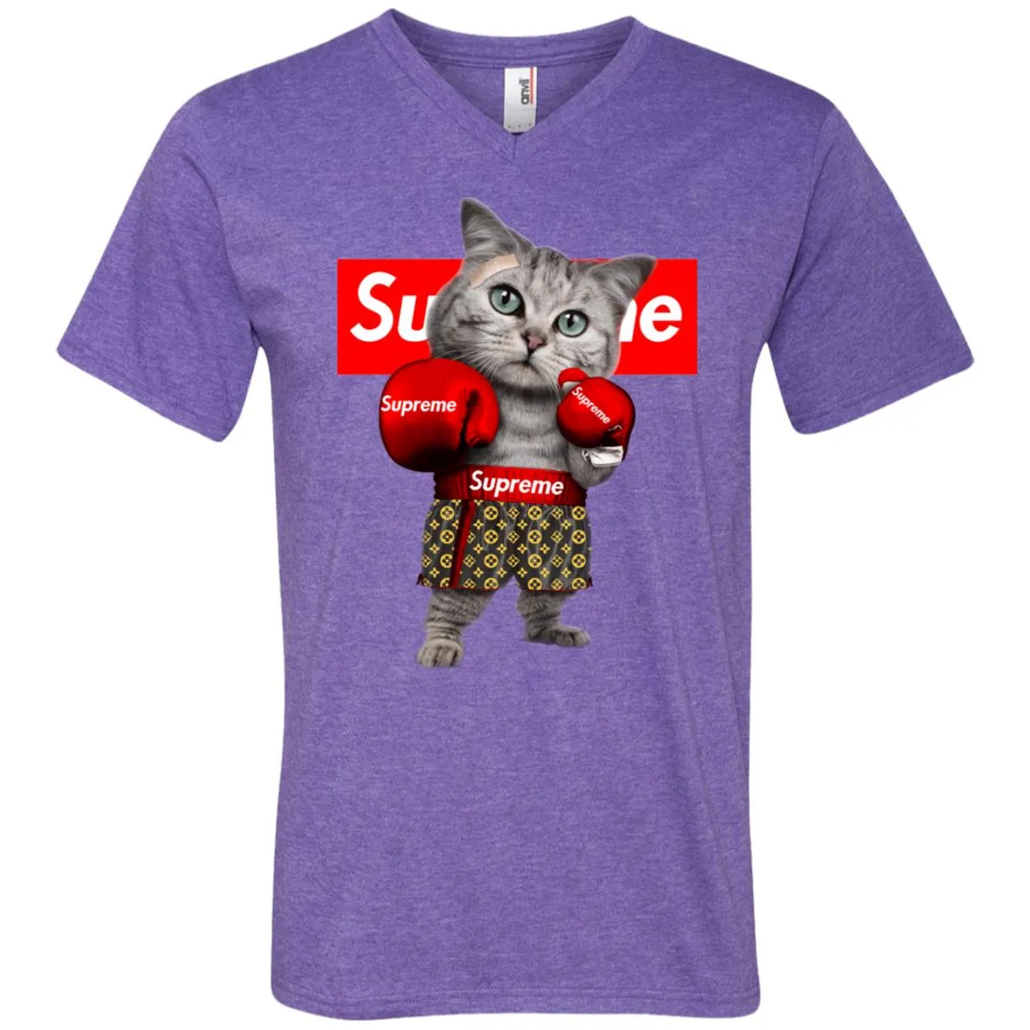 Supreme Boxing Cat Best Funny T-shirt Men V-Neck T-Shirt