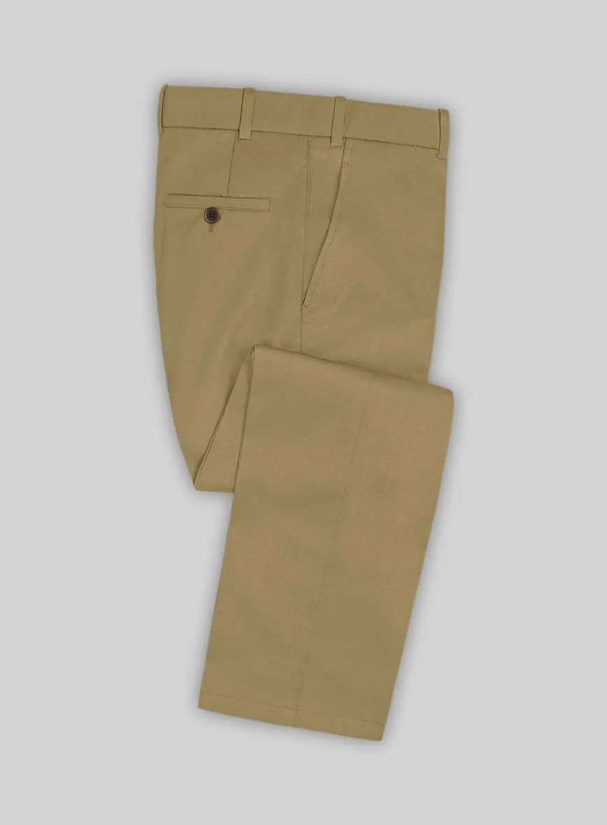 Tan Feather Cotton Canvas Stretch Pants