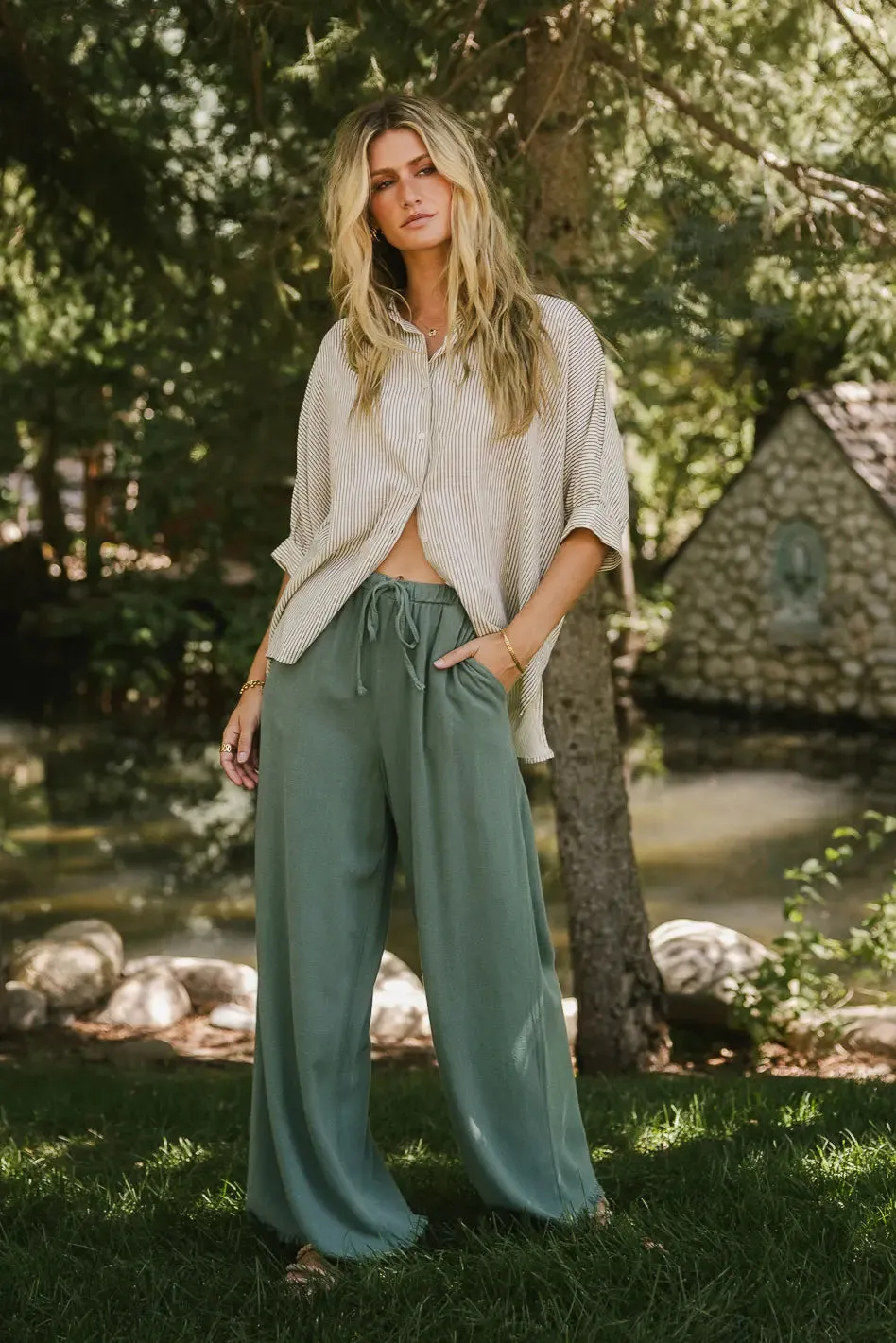 Tatum Woven Pants in Green - FINAL SALE