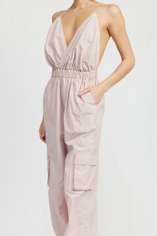 TEEK - SPAGHETTI STRAP CARGO JUMPSUIT