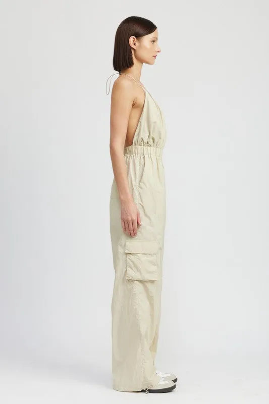 TEEK - SPAGHETTI STRAP CARGO JUMPSUIT