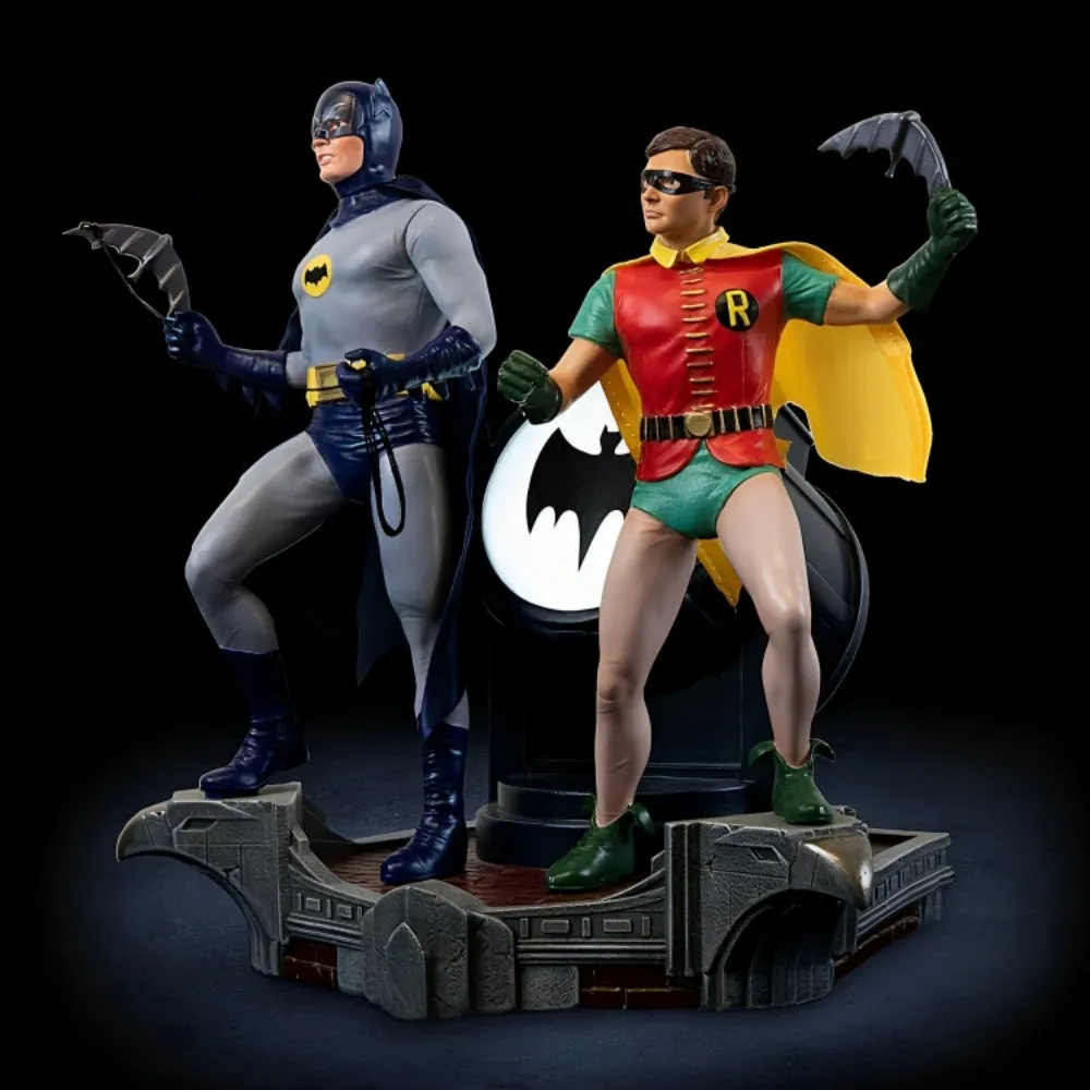 The Bradford Exchange BATMAN Classic TV Series Sculpture Masterpiece Handcrafted and Hand-Painted 1966-1968 TV Series Tribute with DYNAMIC DUO™ Atop GOTHAM CITY™ Police Department BAT-SIGNAL™ Illuminated Pose 10" W x 10" H x 7" D