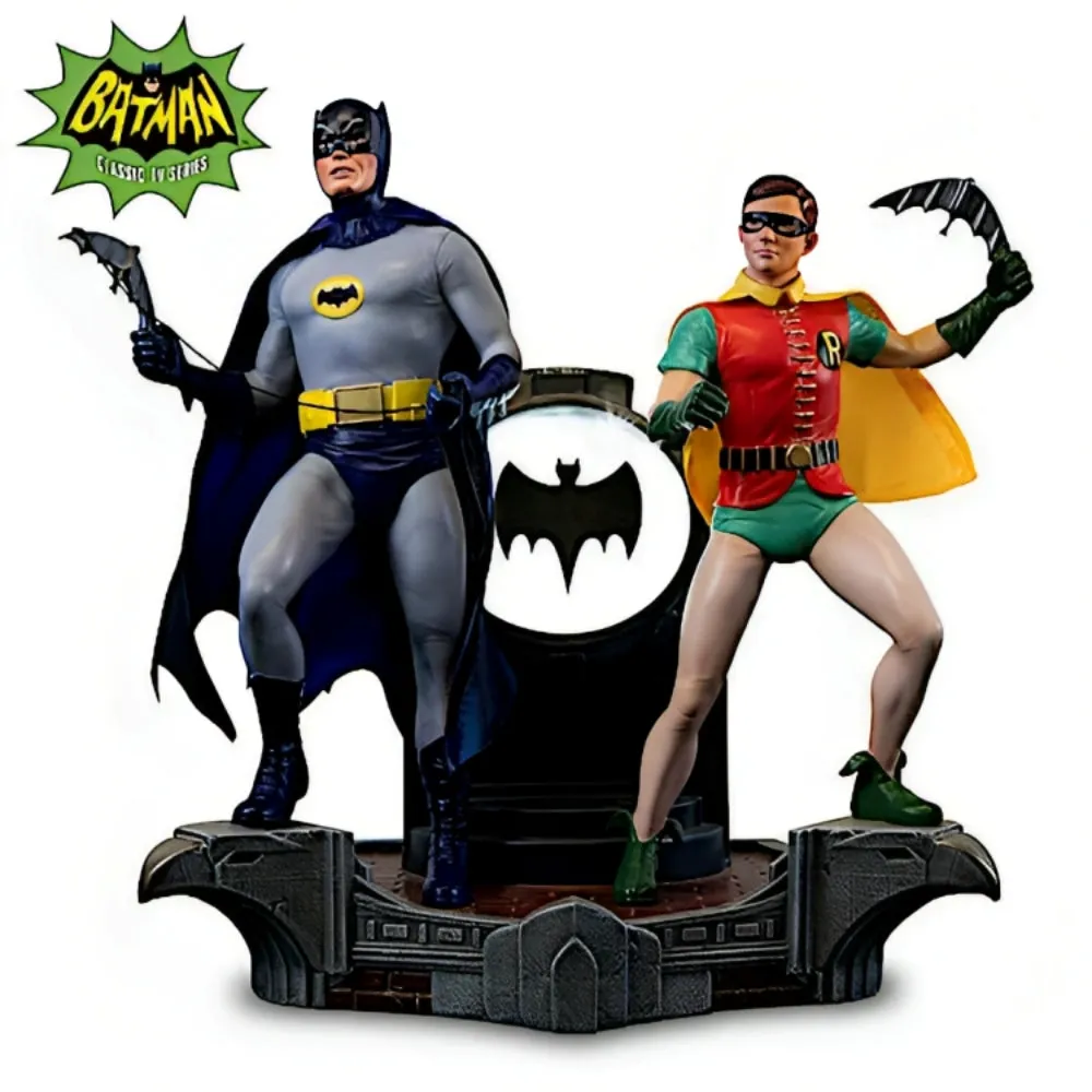 The Bradford Exchange BATMAN Classic TV Series Sculpture Masterpiece Handcrafted and Hand-Painted 1966-1968 TV Series Tribute with DYNAMIC DUO™ Atop GOTHAM CITY™ Police Department BAT-SIGNAL™ Illuminated Pose 10" W x 10" H x 7" D