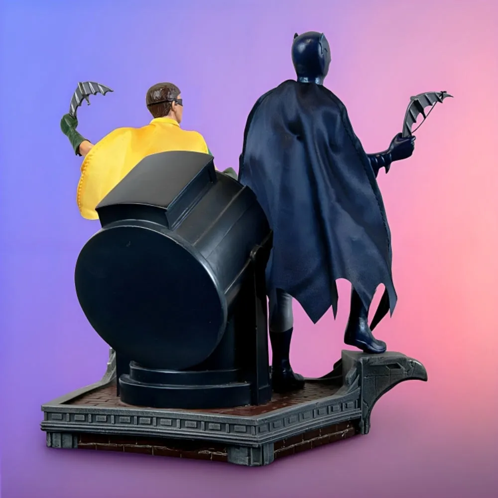 The Bradford Exchange BATMAN Classic TV Series Sculpture Masterpiece Handcrafted and Hand-Painted 1966-1968 TV Series Tribute with DYNAMIC DUO™ Atop GOTHAM CITY™ Police Department BAT-SIGNAL™ Illuminated Pose 10" W x 10" H x 7" D