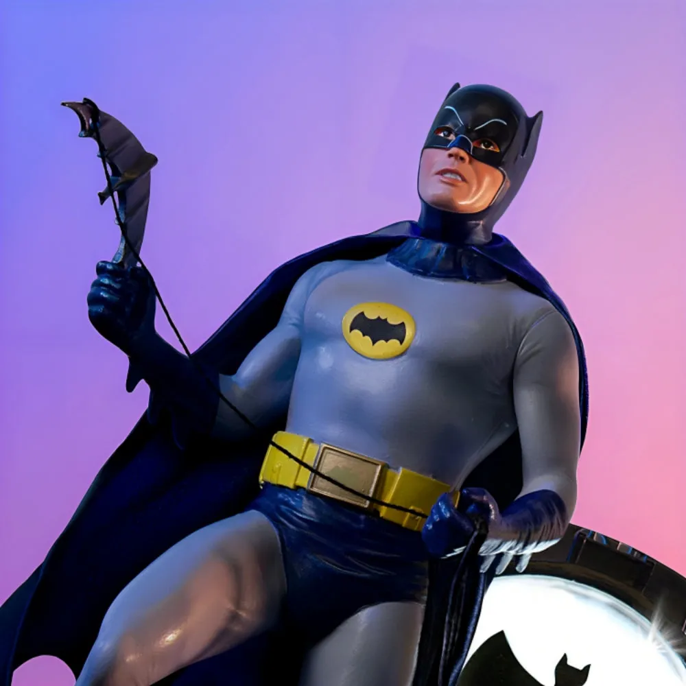 The Bradford Exchange BATMAN Classic TV Series Sculpture Masterpiece Handcrafted and Hand-Painted 1966-1968 TV Series Tribute with DYNAMIC DUO™ Atop GOTHAM CITY™ Police Department BAT-SIGNAL™ Illuminated Pose 10" W x 10" H x 7" D