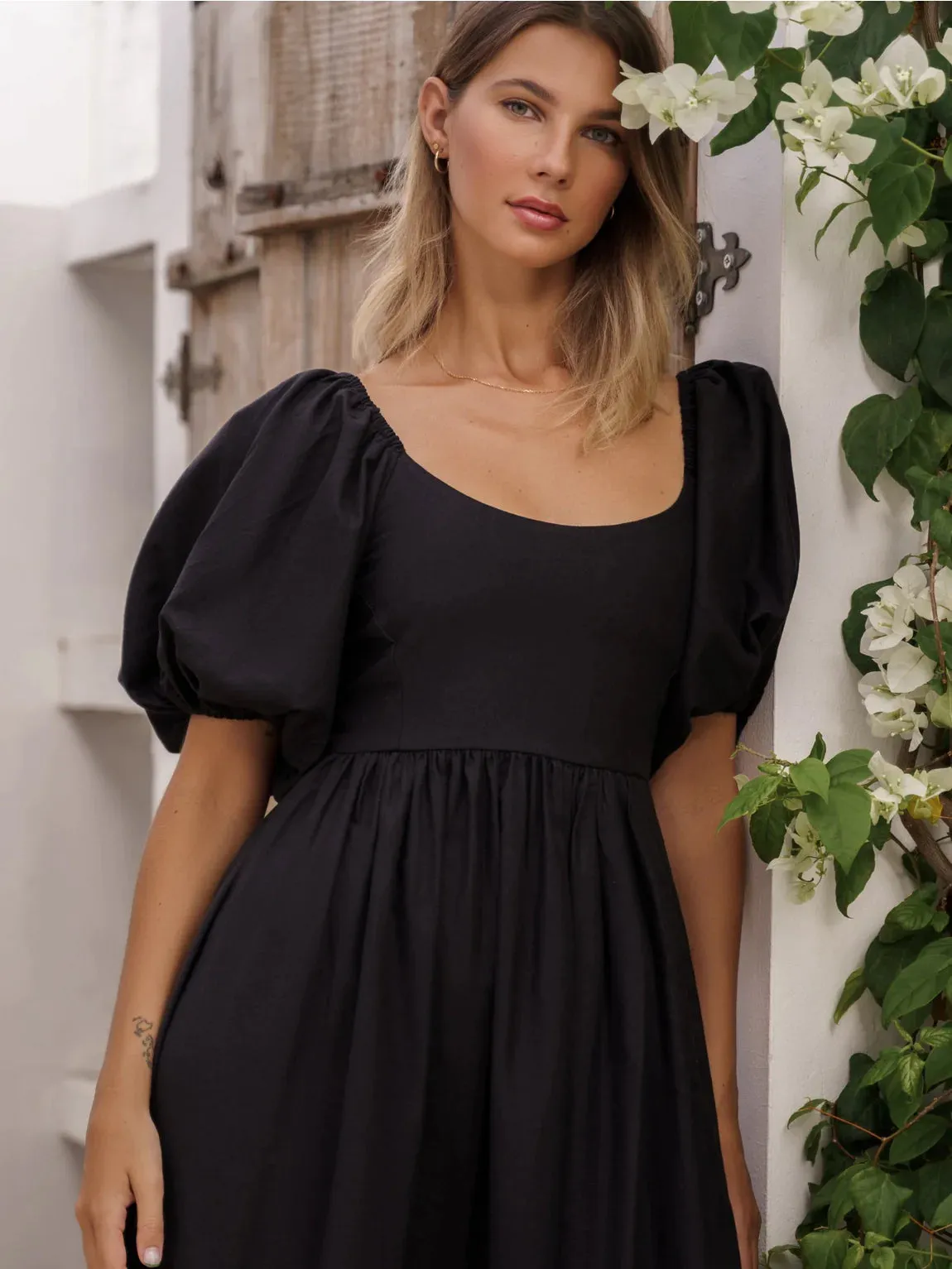 The Cherise Midi Dress by Bali Elf - Black