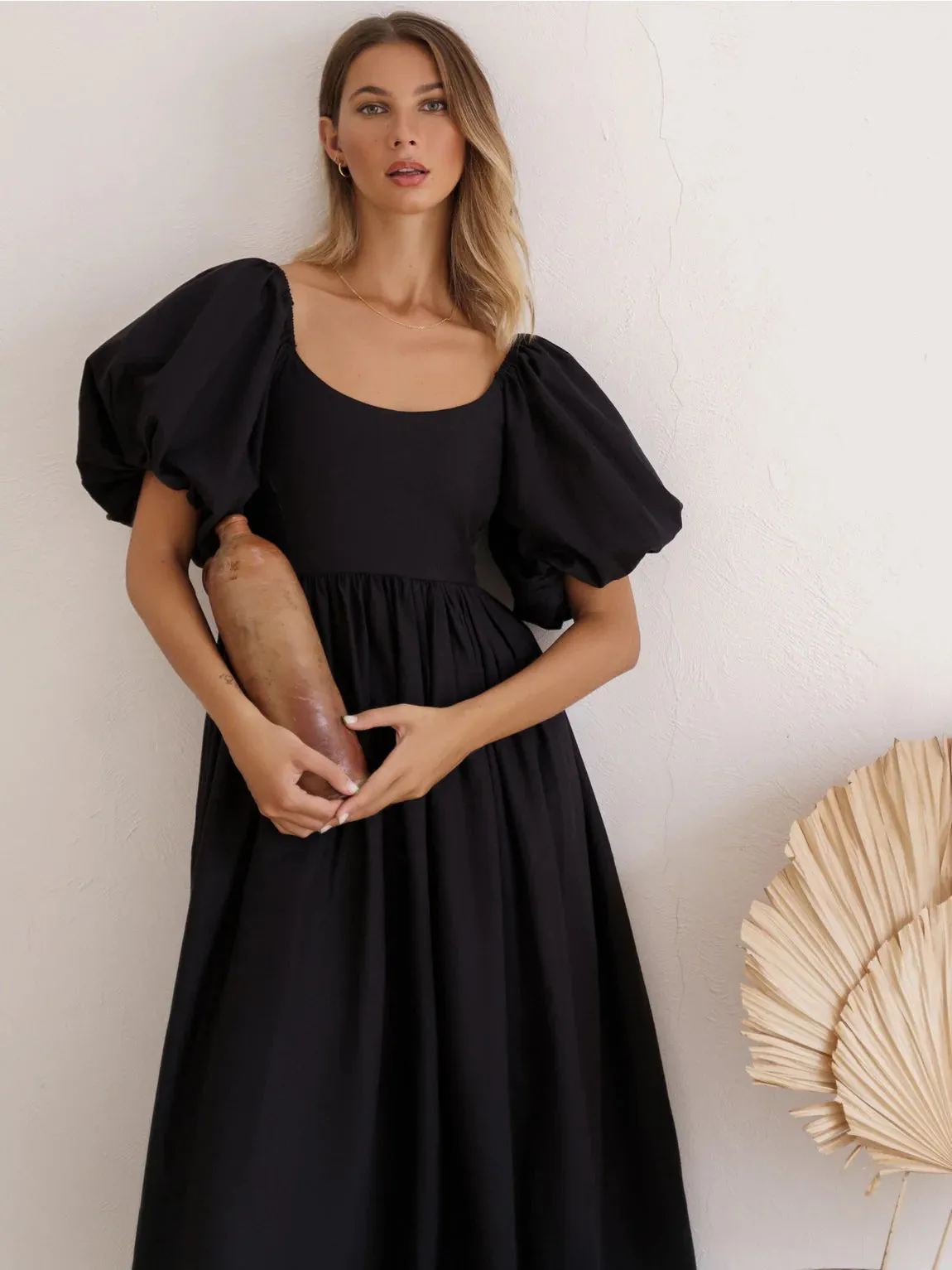 The Cherise Midi Dress by Bali Elf - Black