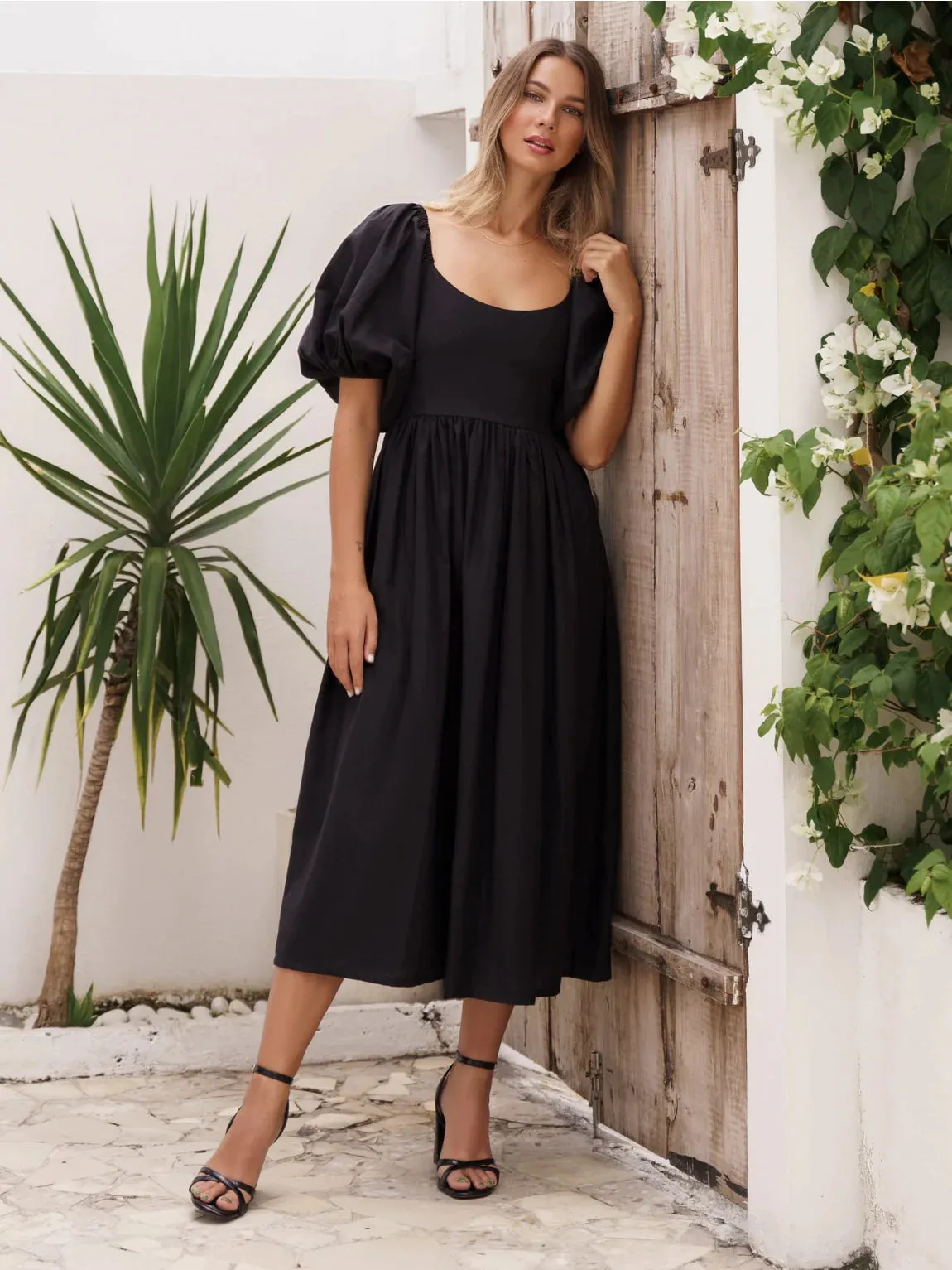 The Cherise Midi Dress by Bali Elf - Black