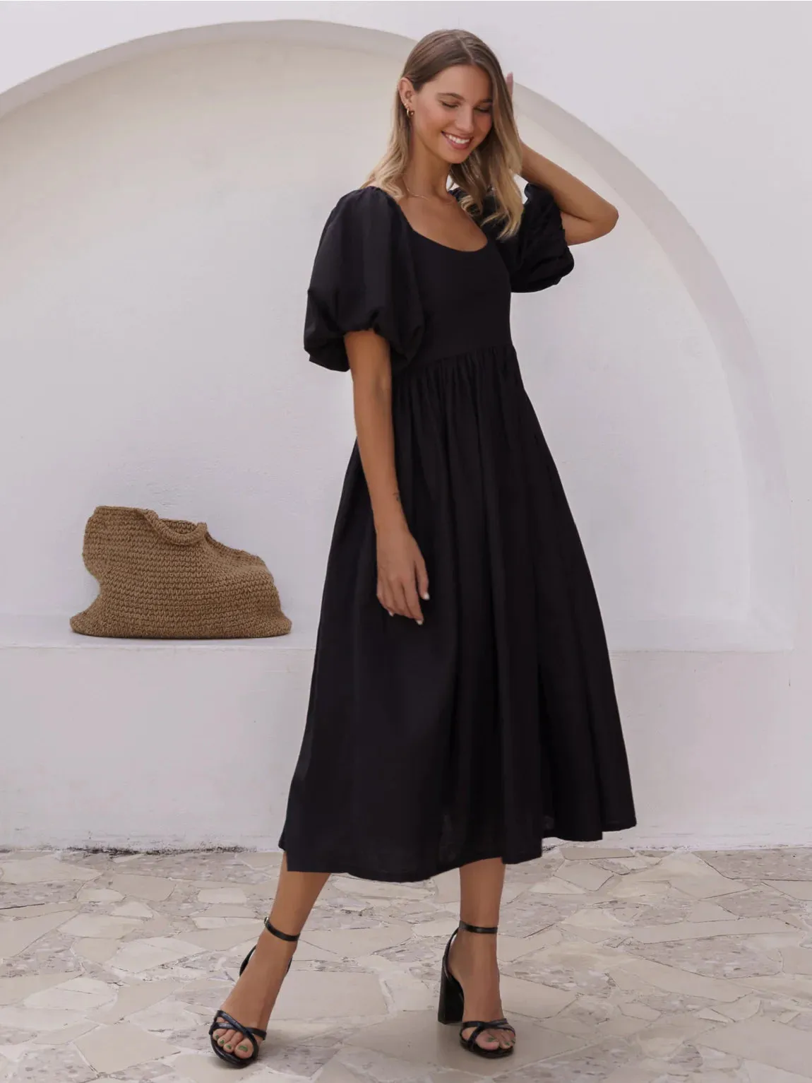 The Cherise Midi Dress by Bali Elf - Black