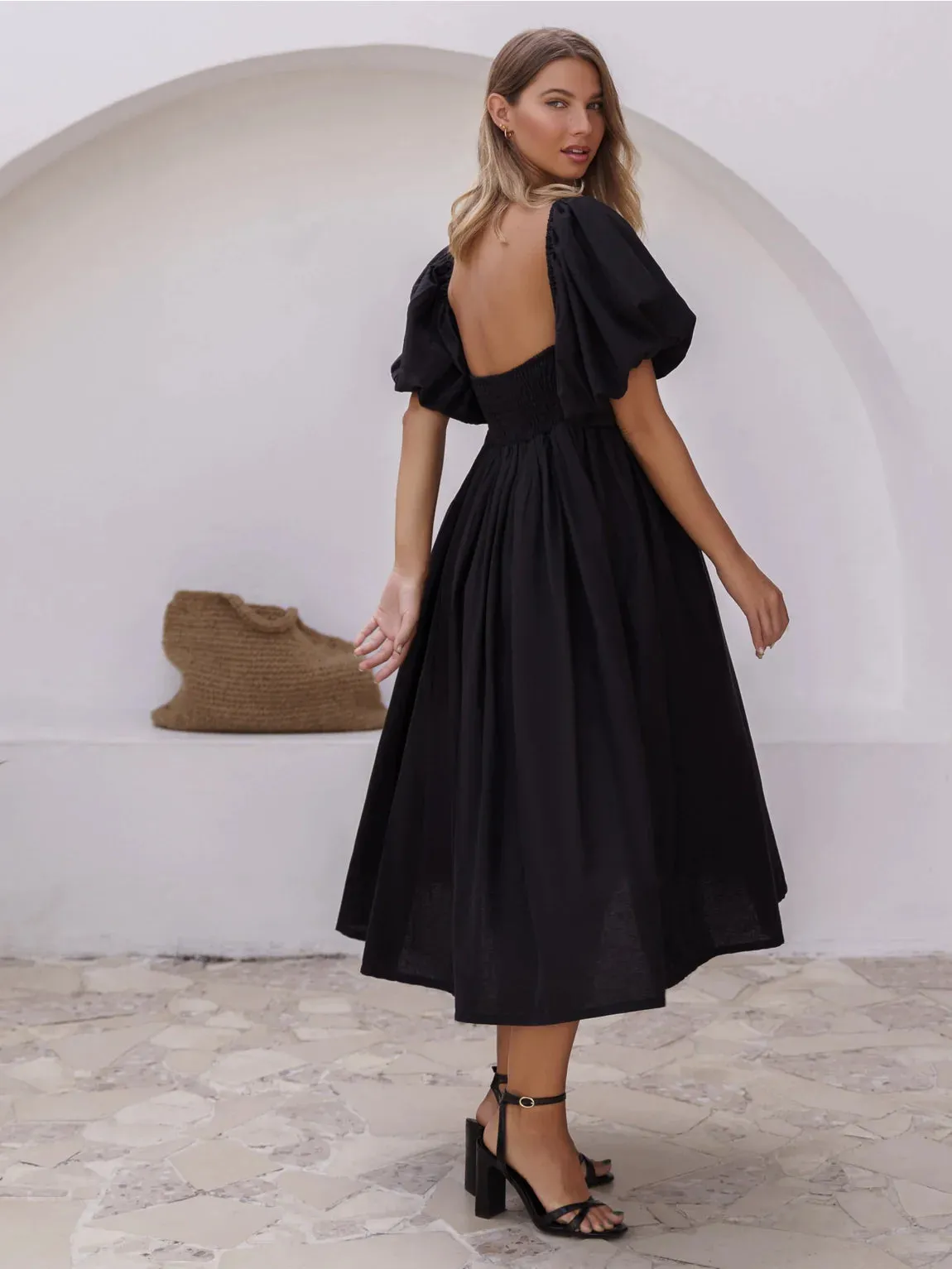 The Cherise Midi Dress by Bali Elf - Black