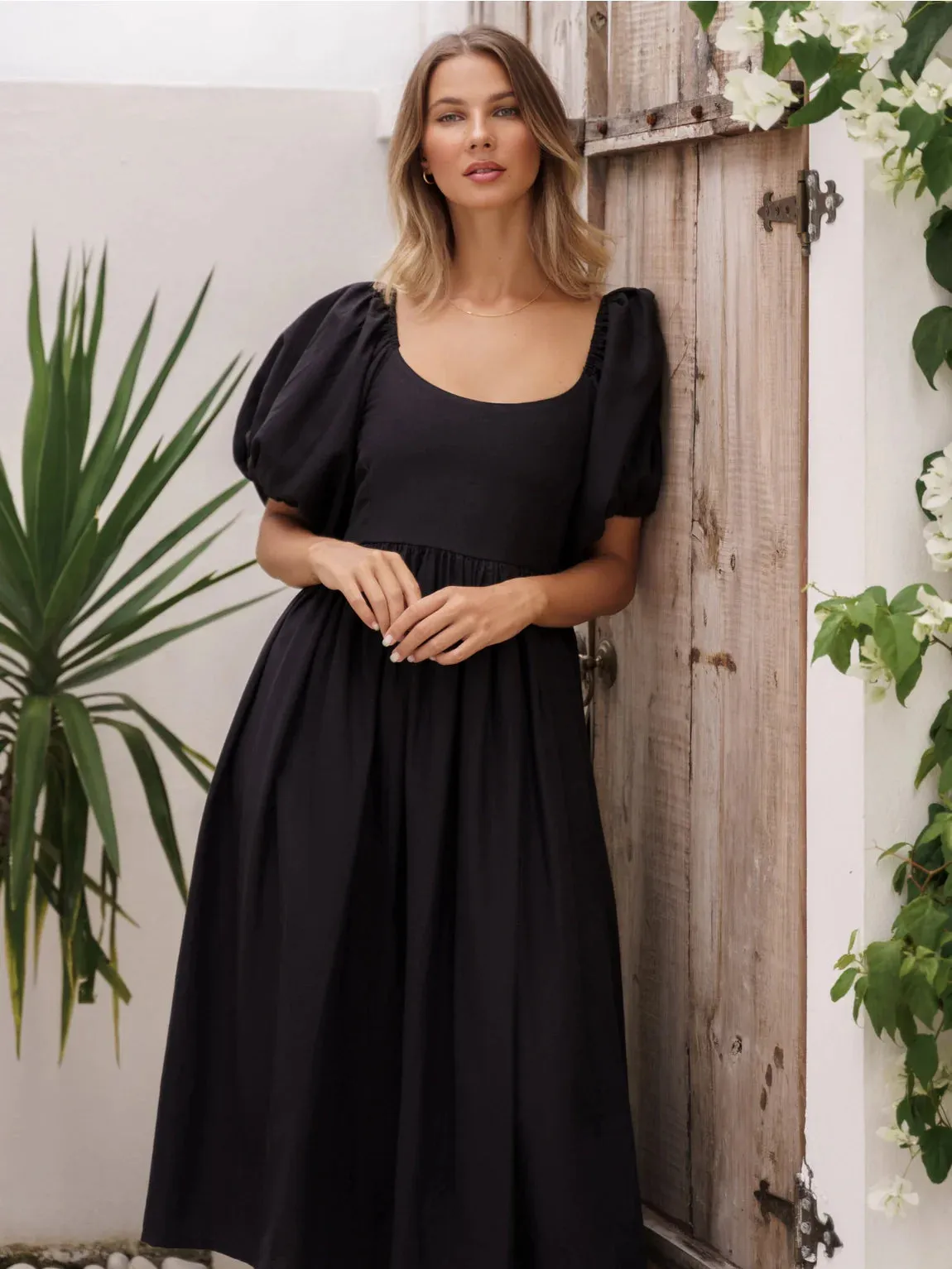 The Cherise Midi Dress by Bali Elf - Black