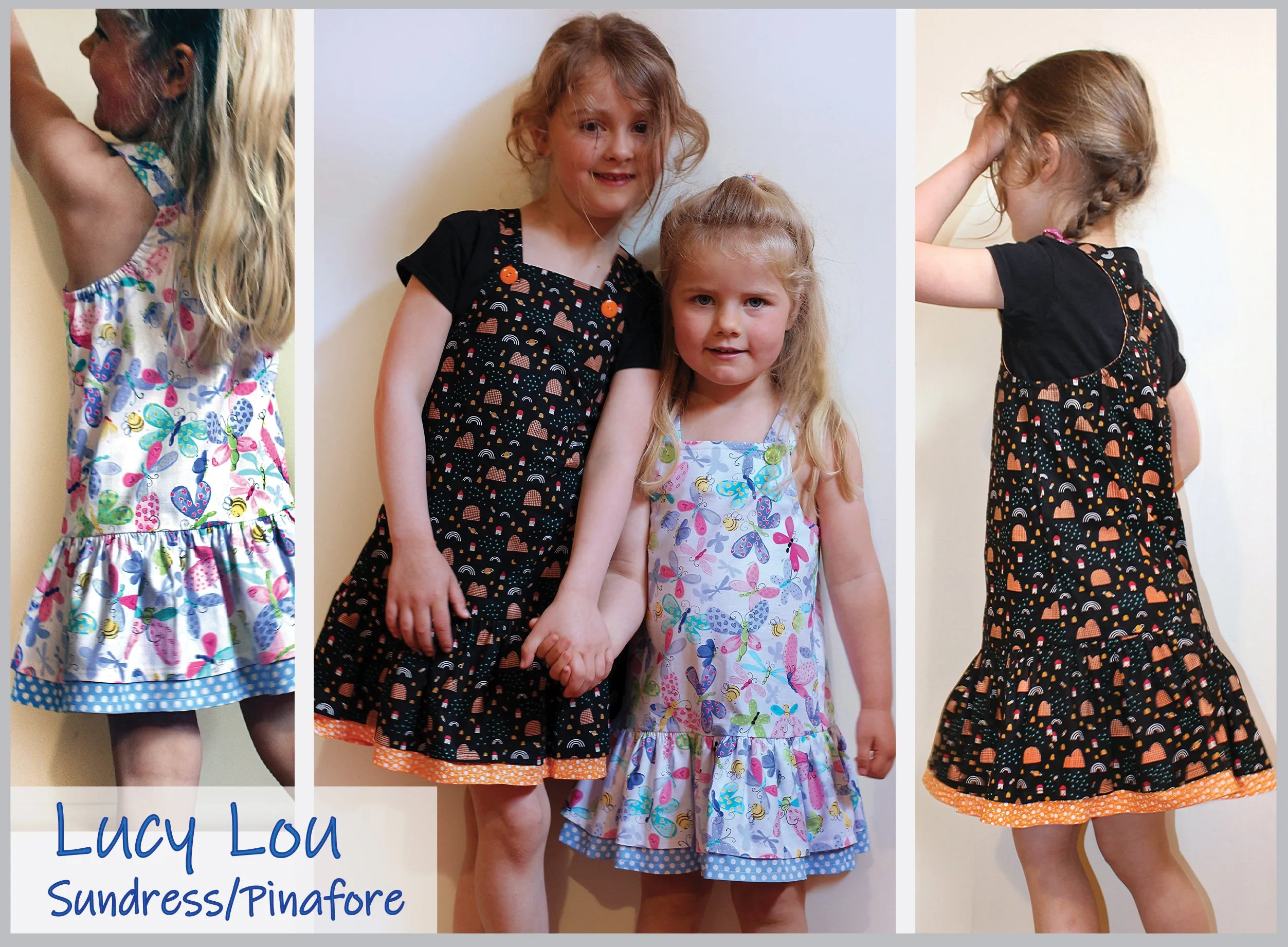 Toddler & girl's dress pdf sewing pattern  LUCY LOU sizes 1 to 10 years jumper dress or sundress.