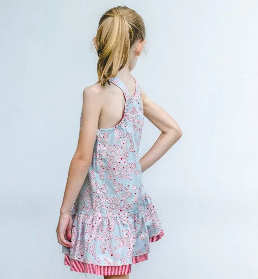 Toddler & girl's dress pdf sewing pattern  LUCY LOU sizes 1 to 10 years jumper dress or sundress.