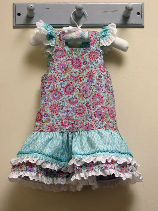 Toddler & girl's dress pdf sewing pattern  LUCY LOU sizes 1 to 10 years jumper dress or sundress.