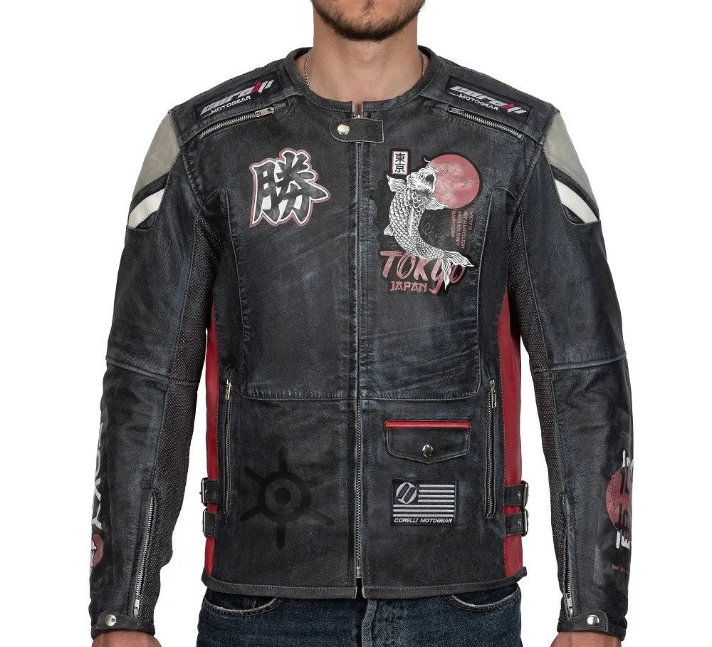 Tokyo Vintage Fully-Protected Biker Leather Jacket