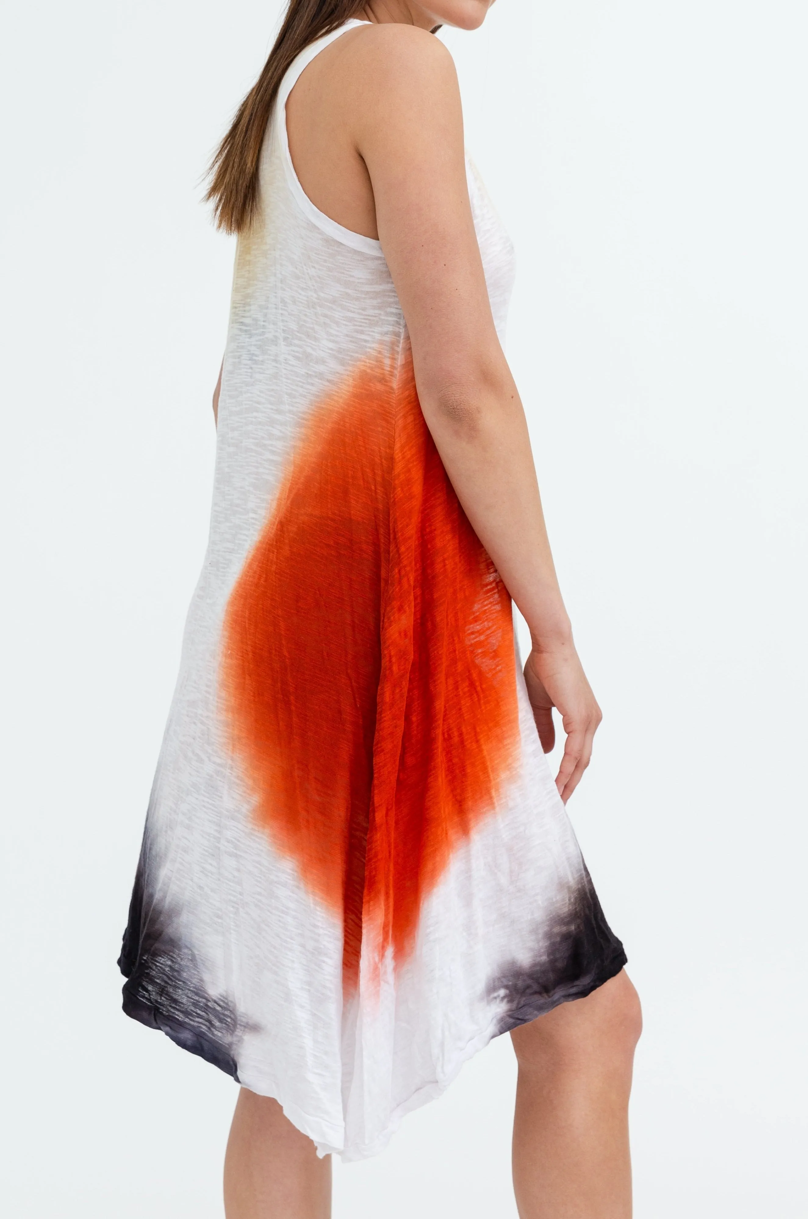 TRAPEZE HAND-DYED DRESS IN COTTON