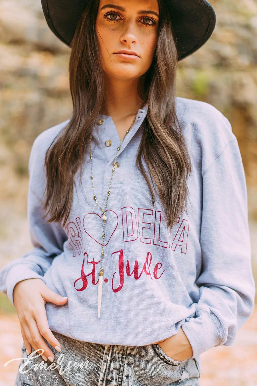 Tri Delta Loves St Jude Thermal Henley