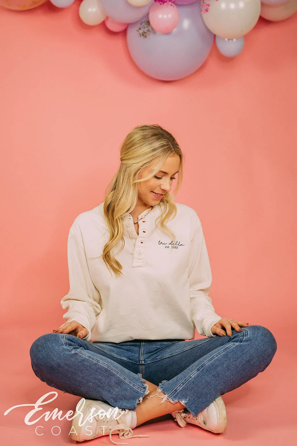 Tri Delta Simple Long Sleeve Thermal Henley