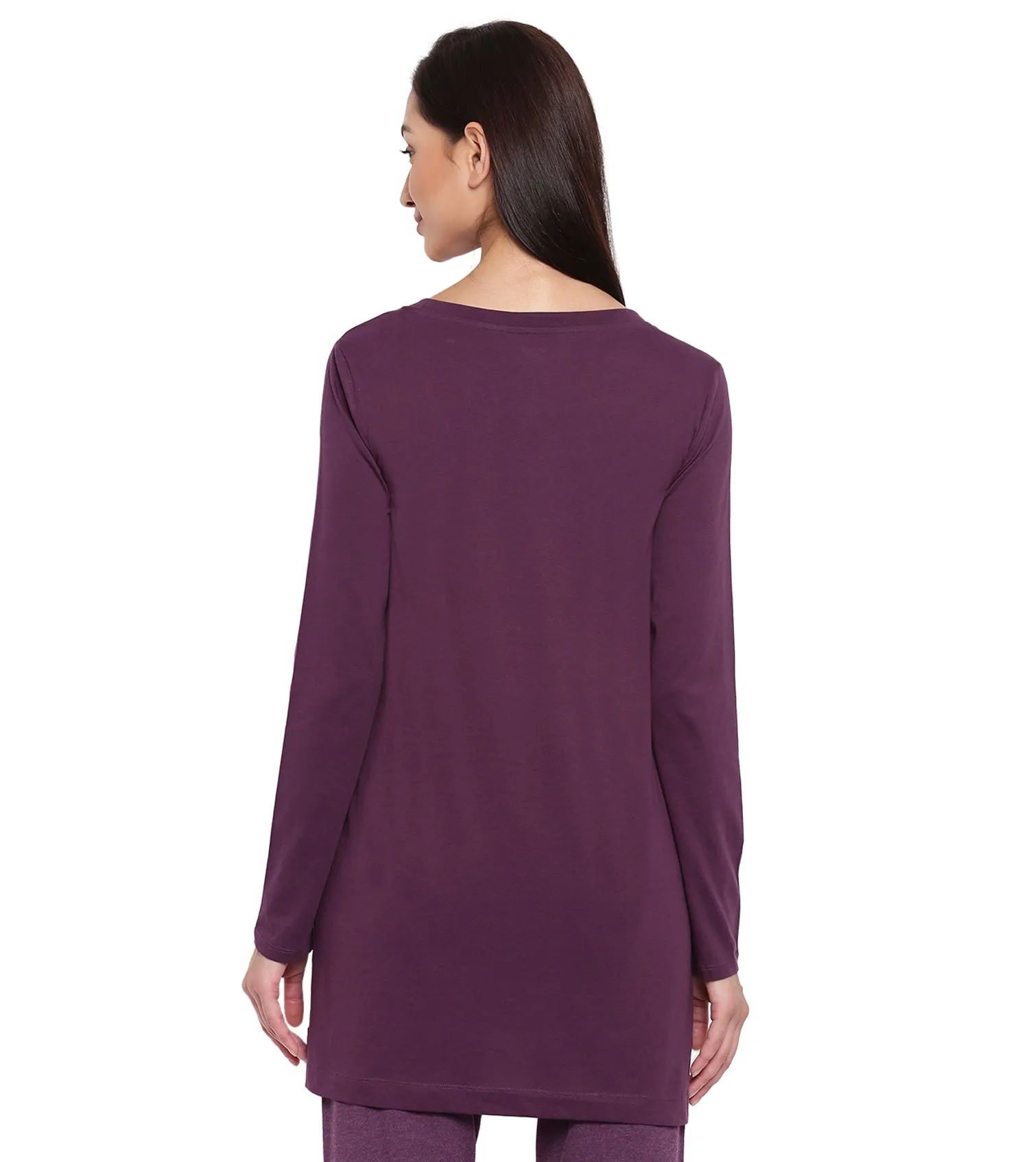 Tunic Tee – Solid | Long Sleeve Tunic Tee With Side Slit & Mindful Graphic