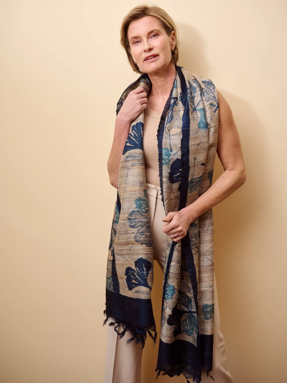 Tussar Silk Scarf Ava Blue