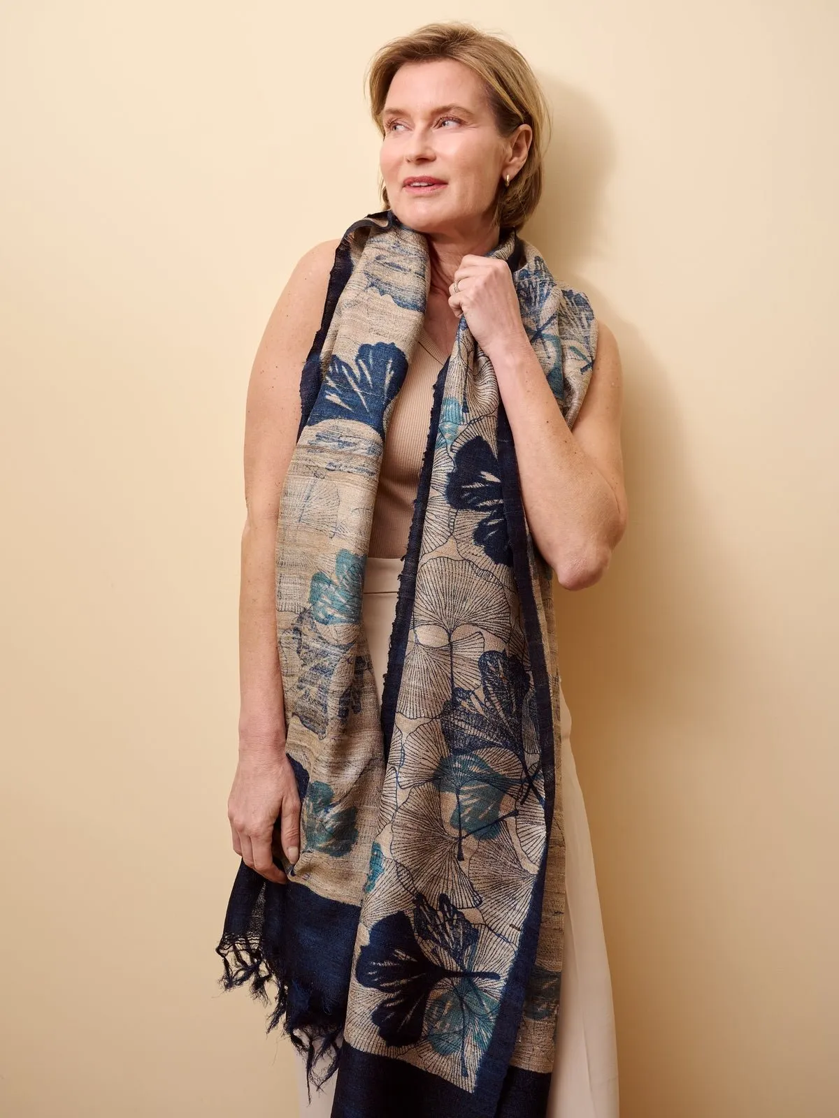 Tussar Silk Scarf Ava Blue