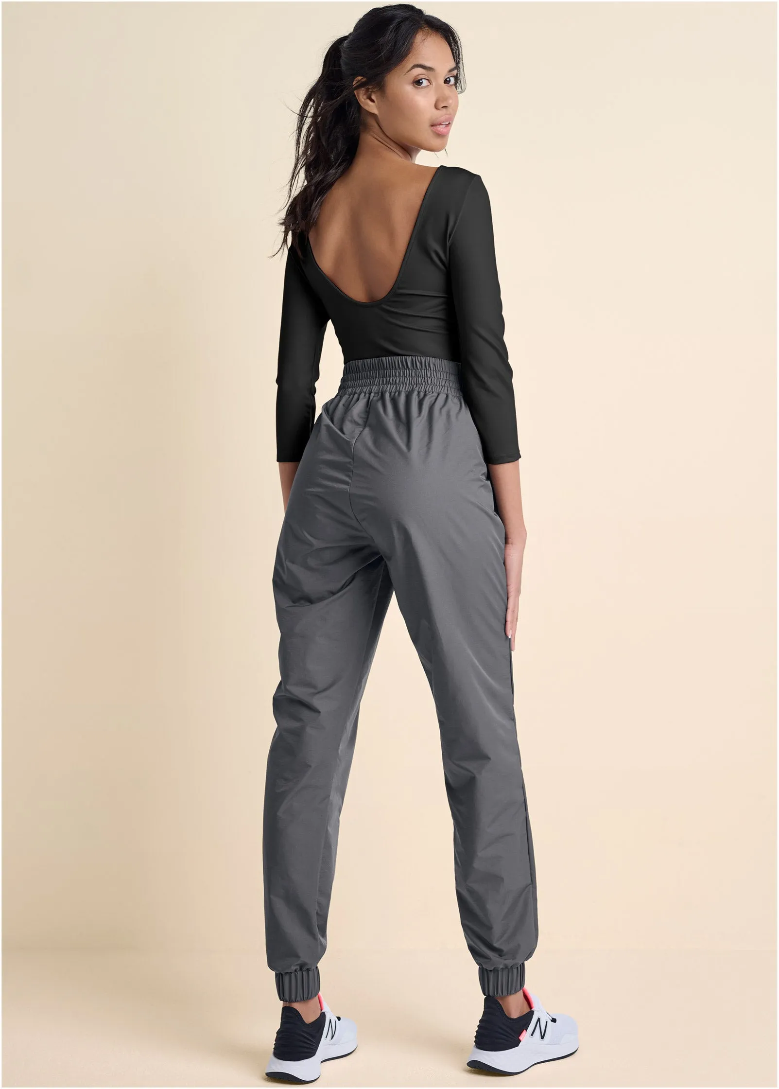 Two-Tone Sport Jumpsuit - Black & Grey