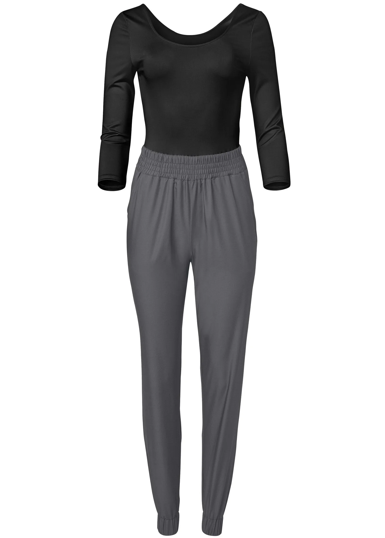 Two-Tone Sport Jumpsuit - Black & Grey