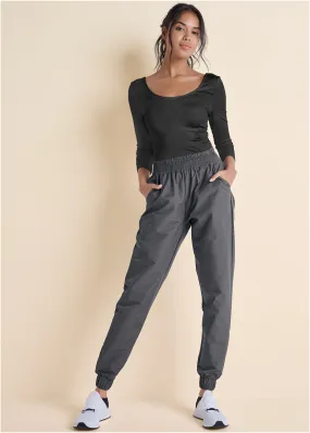 Two-Tone Sport Jumpsuit - Black & Grey