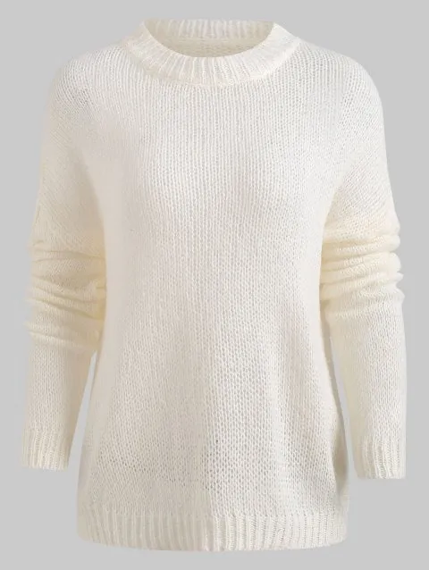 Unique  Shoulder Plain Tunic Sweater