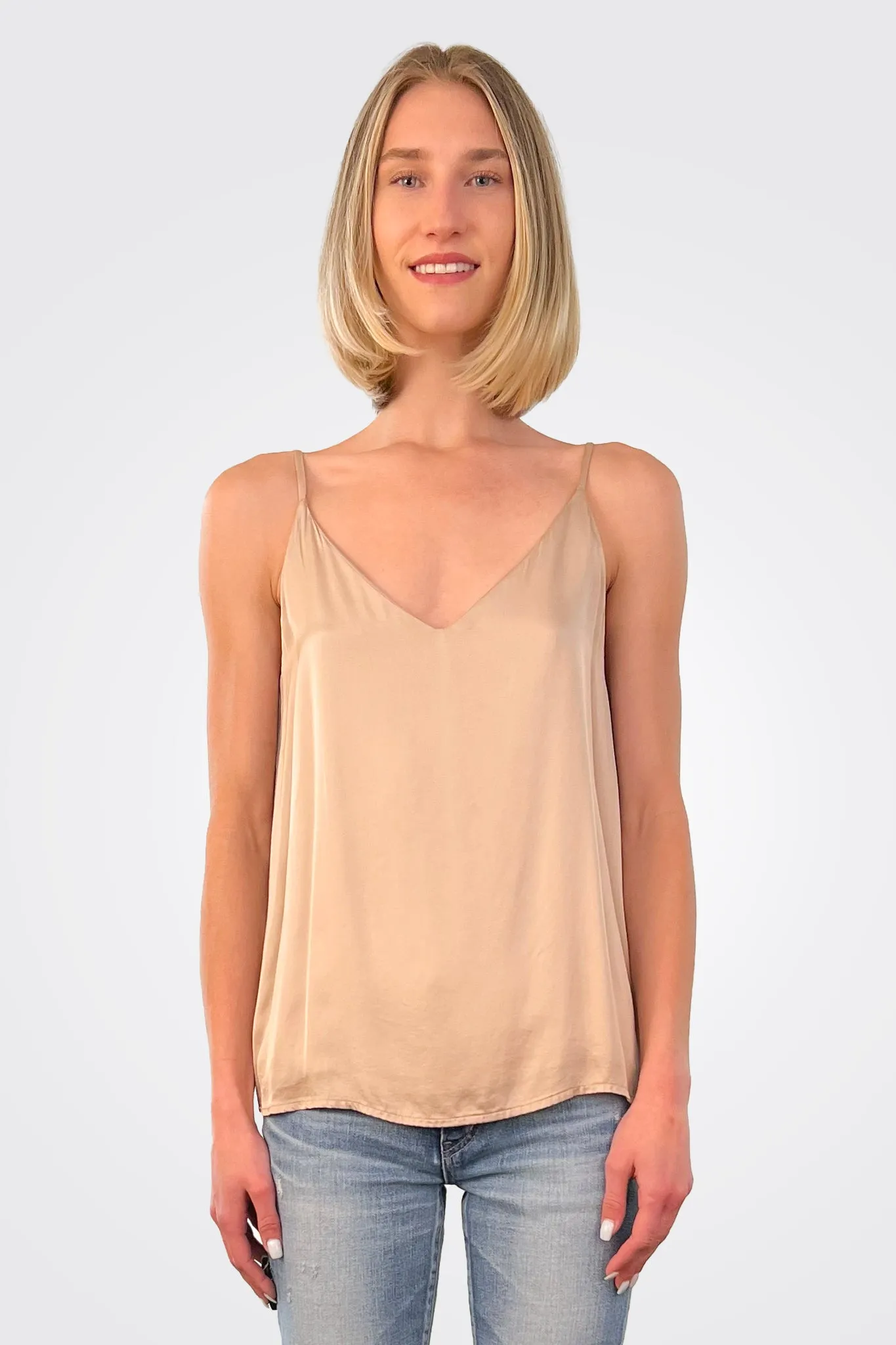 V Neck Camisole - Rose Gold