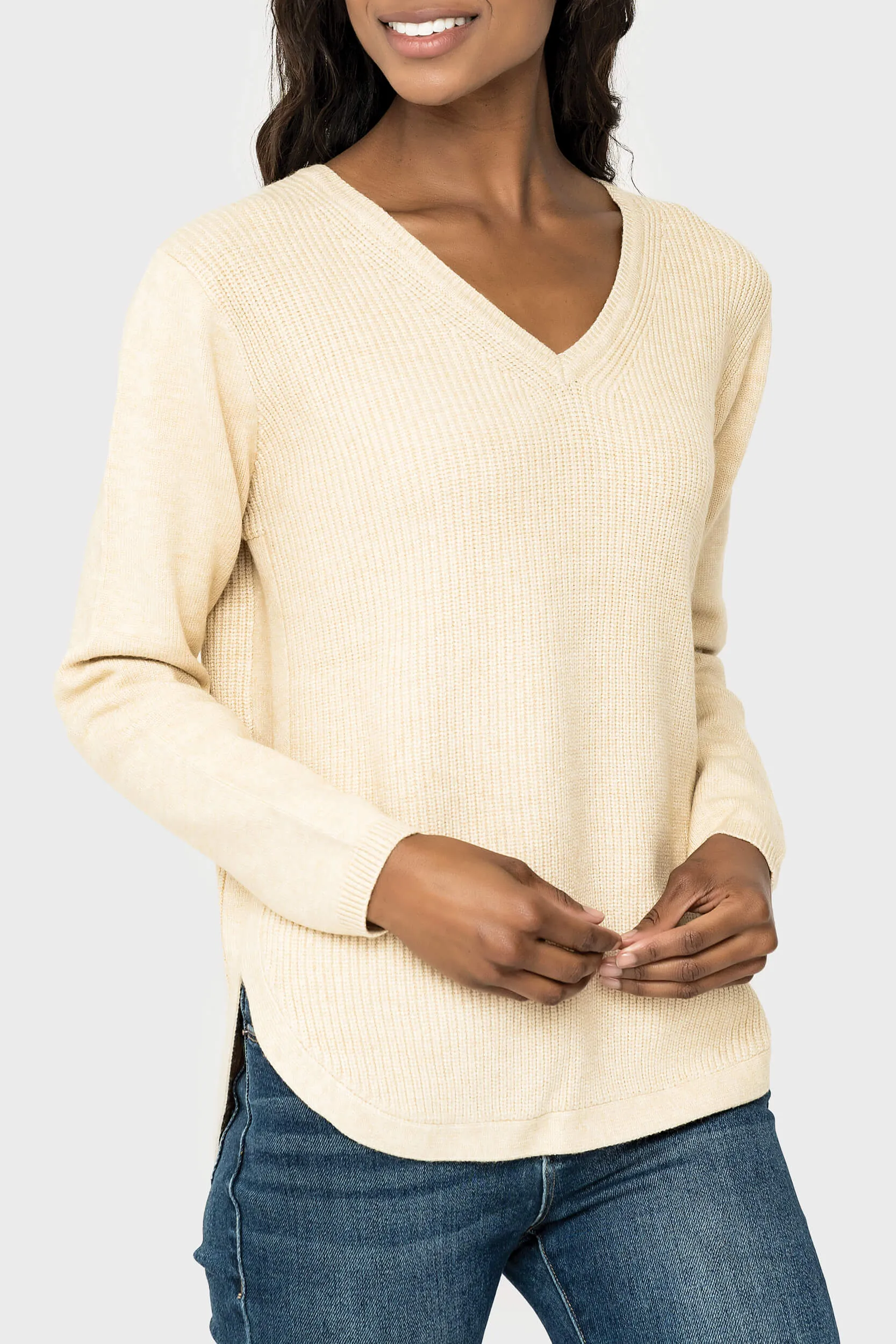 V-Neck Ribbed Relaxed Sweater