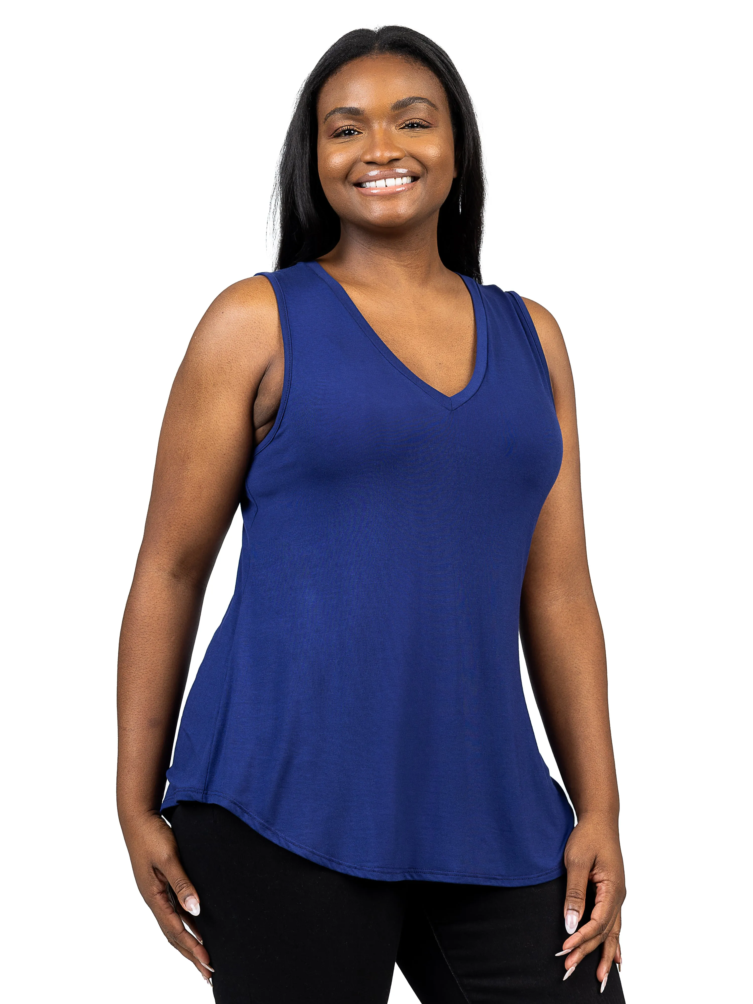 V Neck Sleeveless Rounded Hemline Plus Size Top