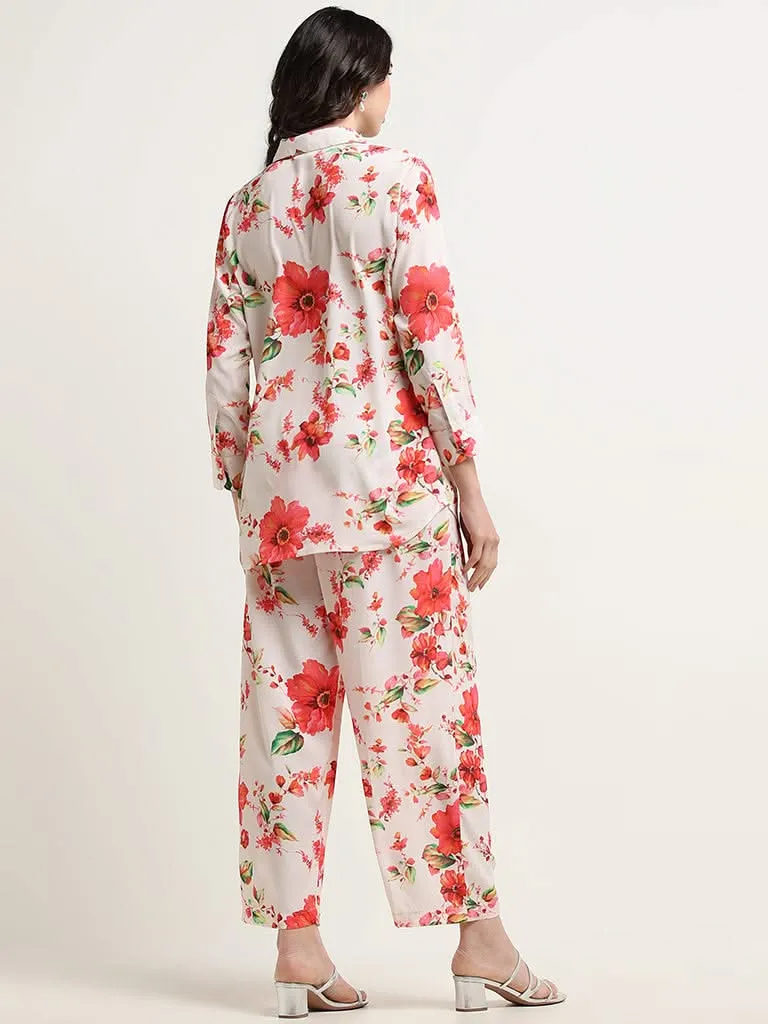 Vark Pink Floral Printed Tunic & Pants Set