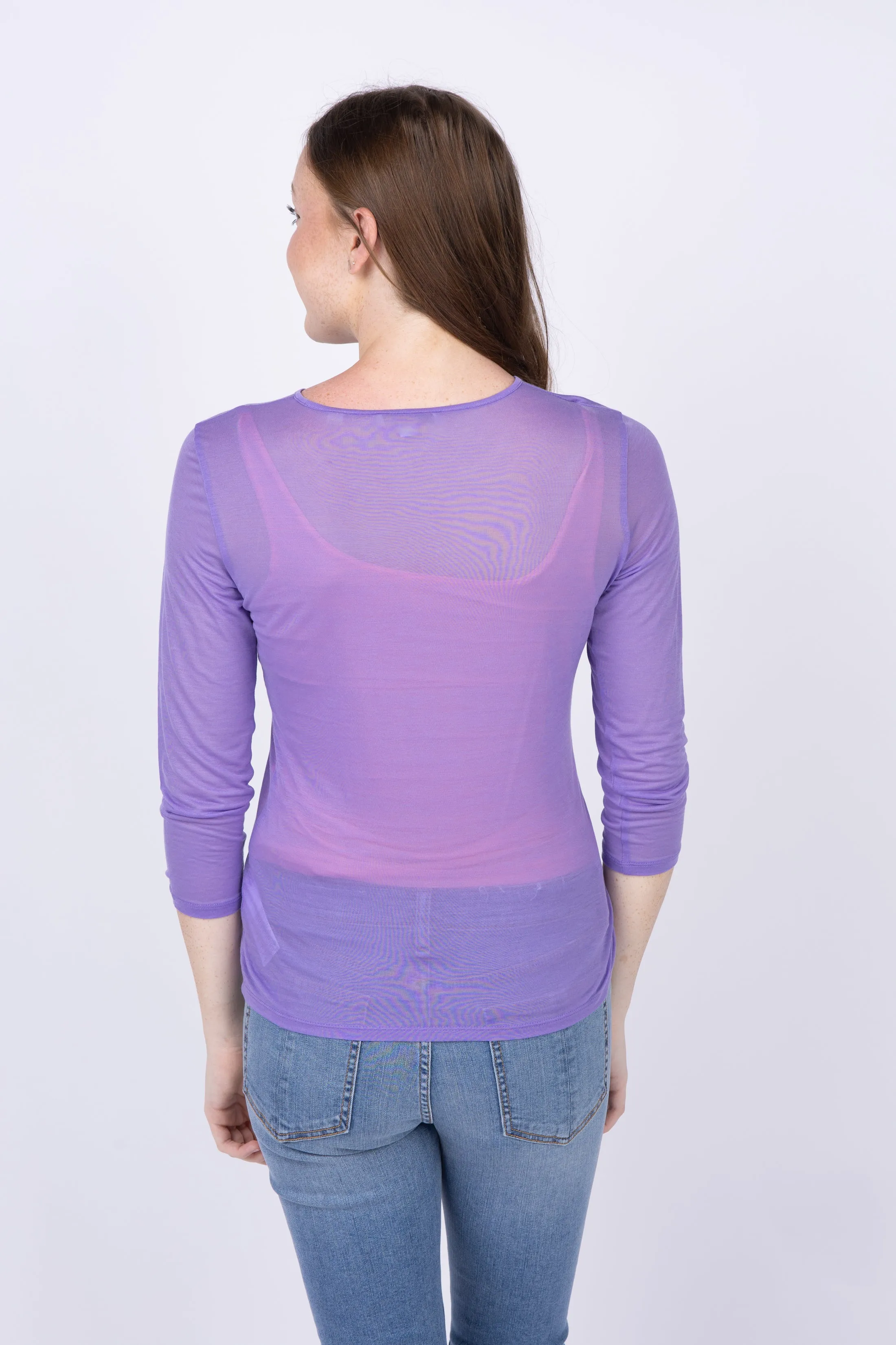 Vince Sheer 3/4 Sleeve Crew in Sugar Plum Combo