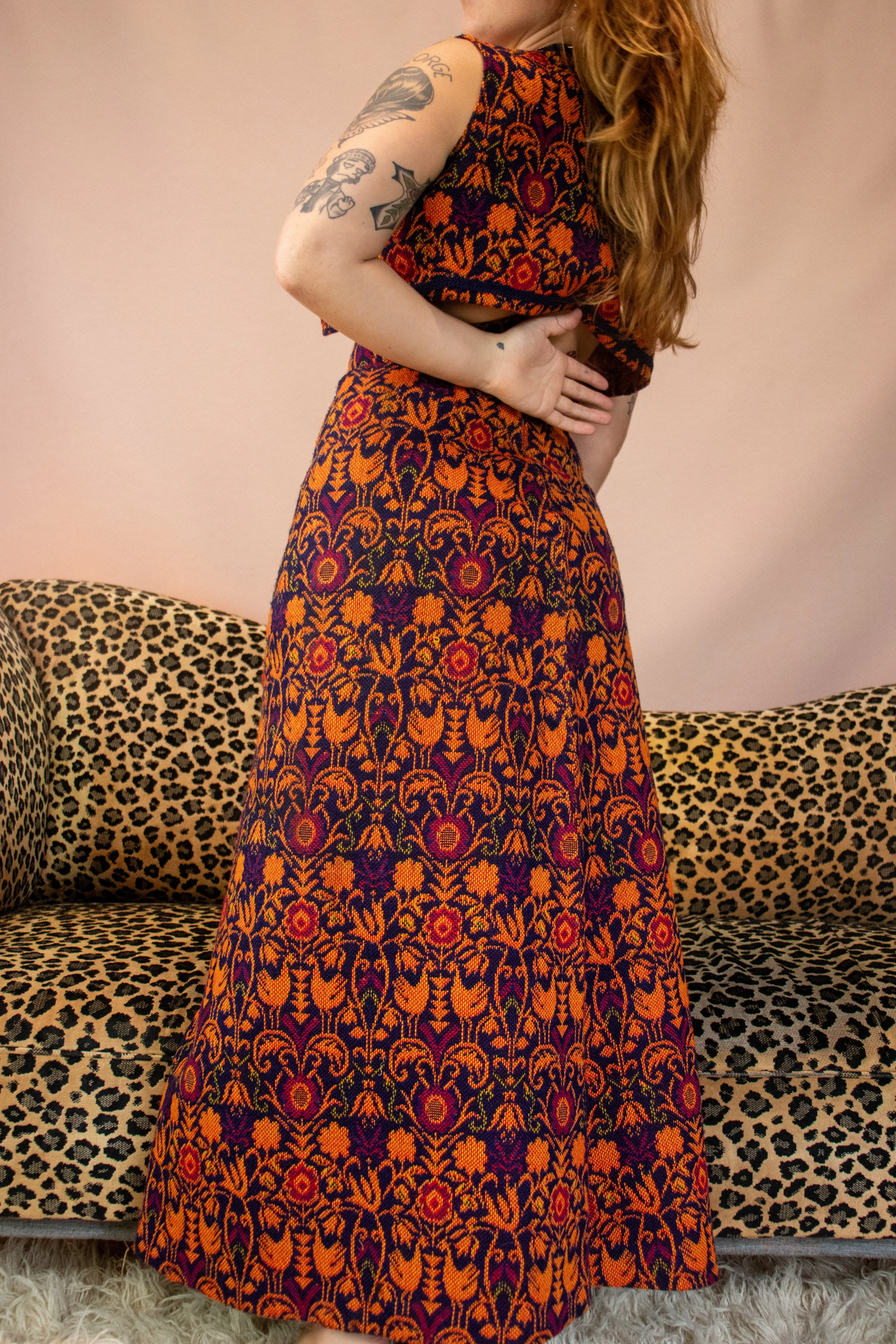 Vintage Tapestry Two Piece Skirt Set