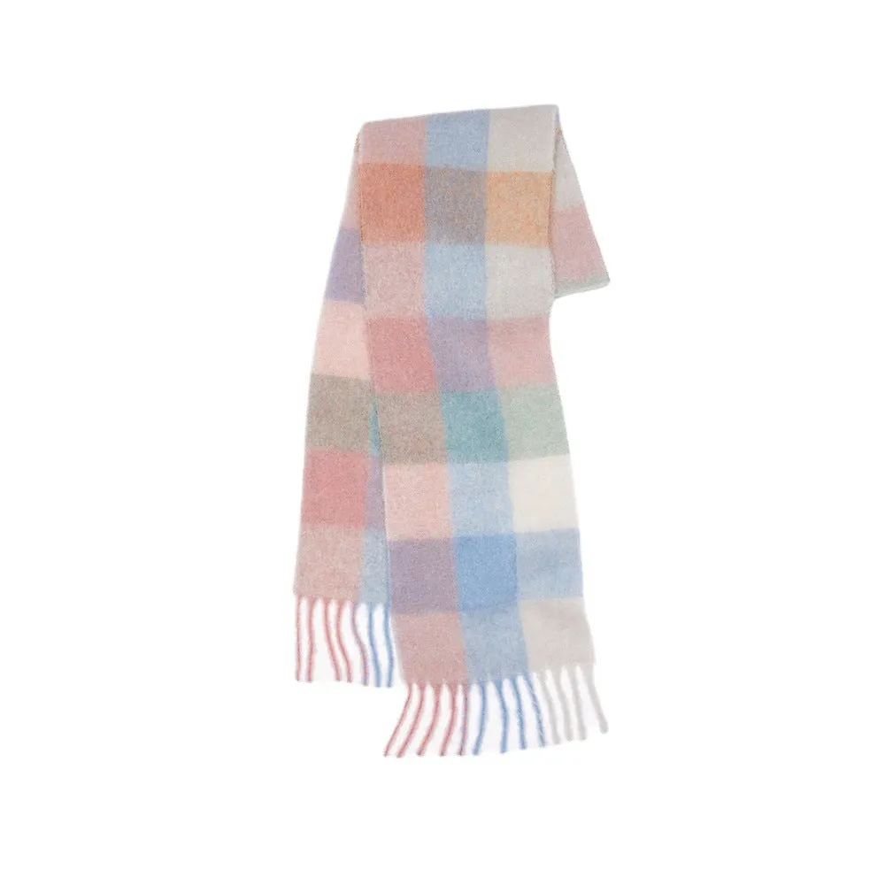 Warm Cozy Soft Thick Elegant Stylish Classic Trendy Checkered Rainbow Scarf