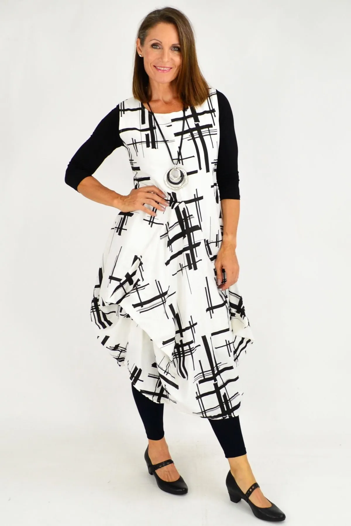 White Coby Panel Cotton Tunic Dress