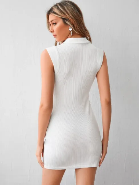 White rib-knit bodycon dress