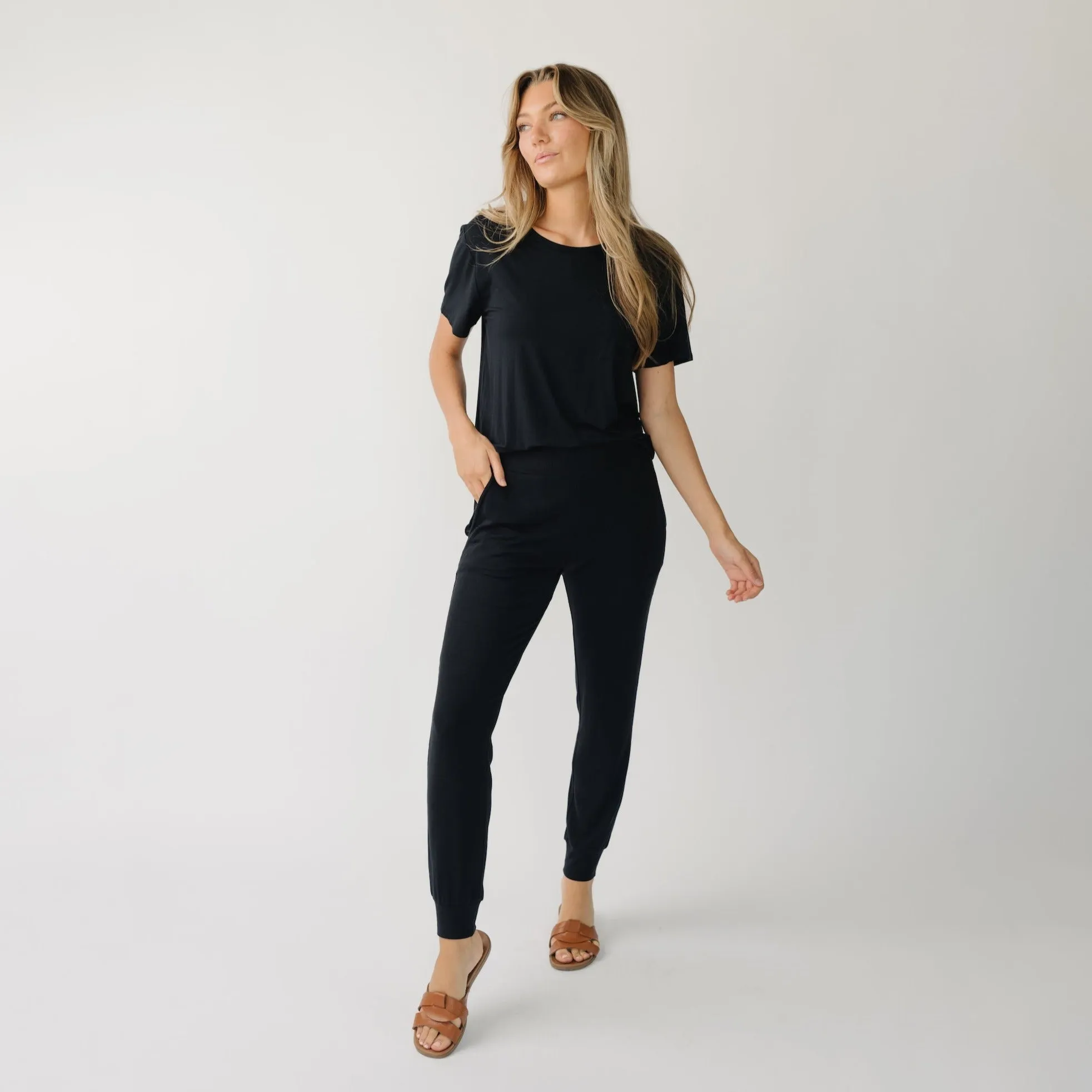 Women’s Bamboo Rib-Knit Jogger Pants