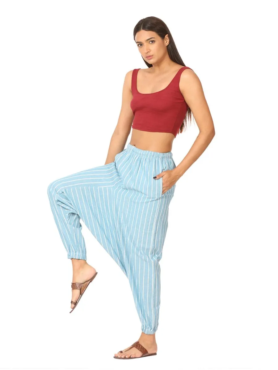 Women's Harem Pant | Blue Stripes | Fits Waist Size 28" to 36"