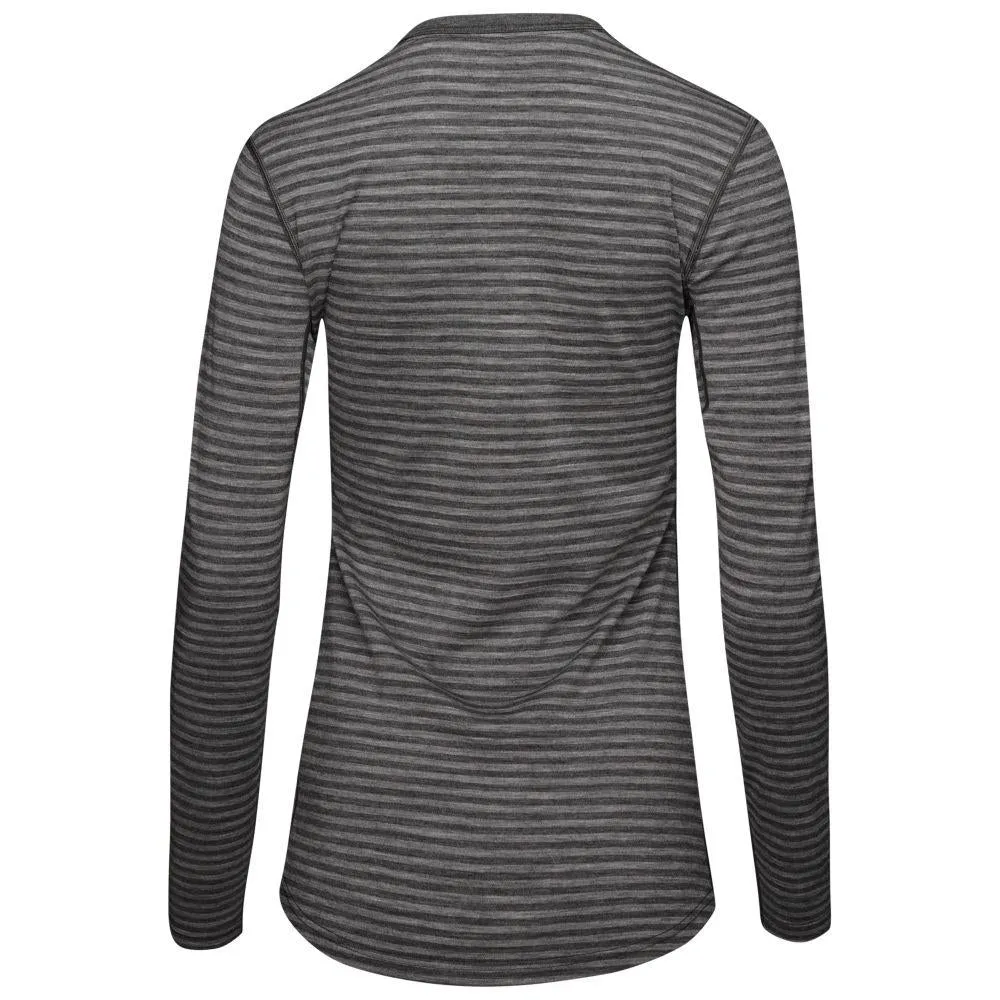 Womens Merino 180 Long Sleeve Crew (Mini Stripe Smoke/Charcoal)