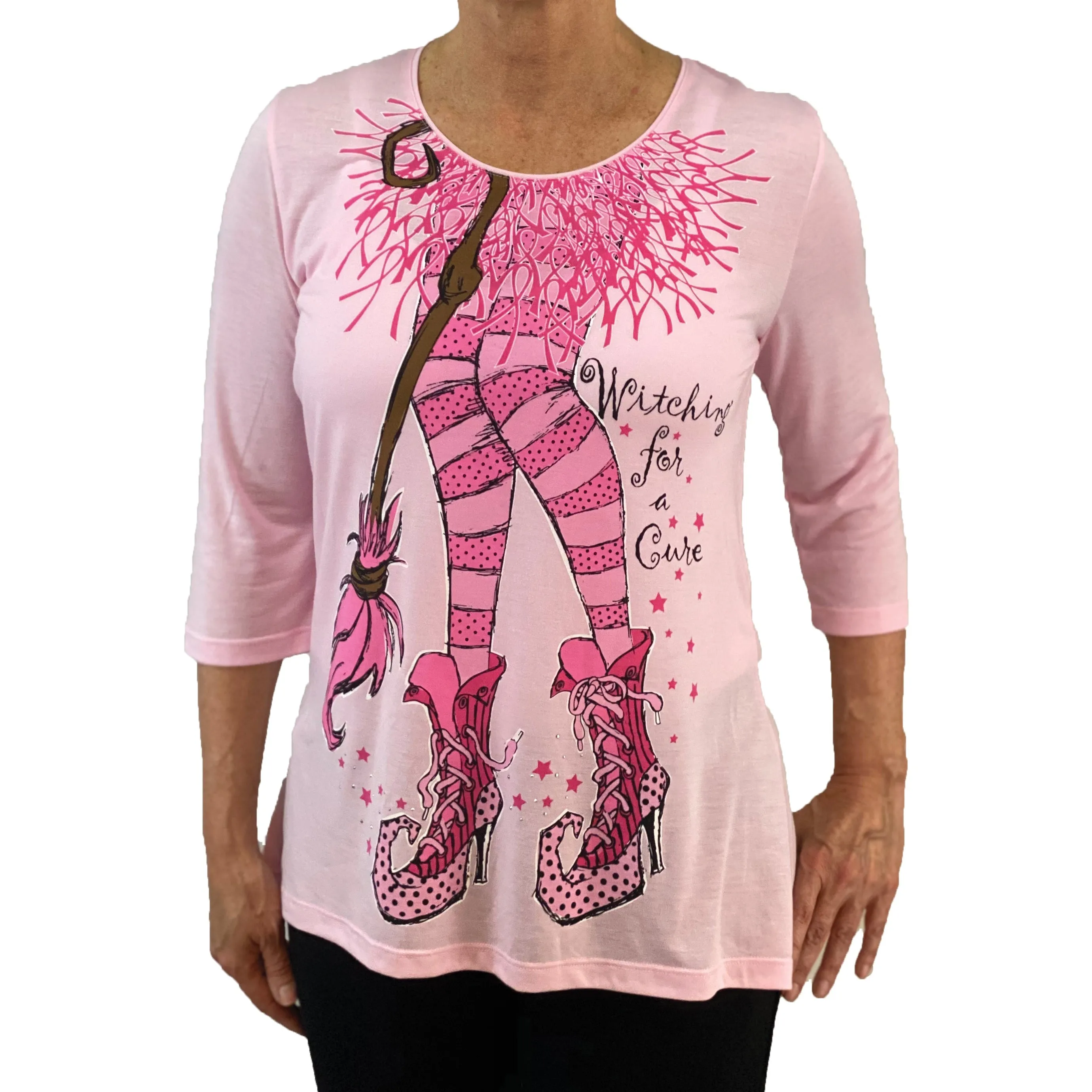 Women's 'Witching For A Cure' Long Sleeve Breast Cancer Swing Top, by Mac & Belle®